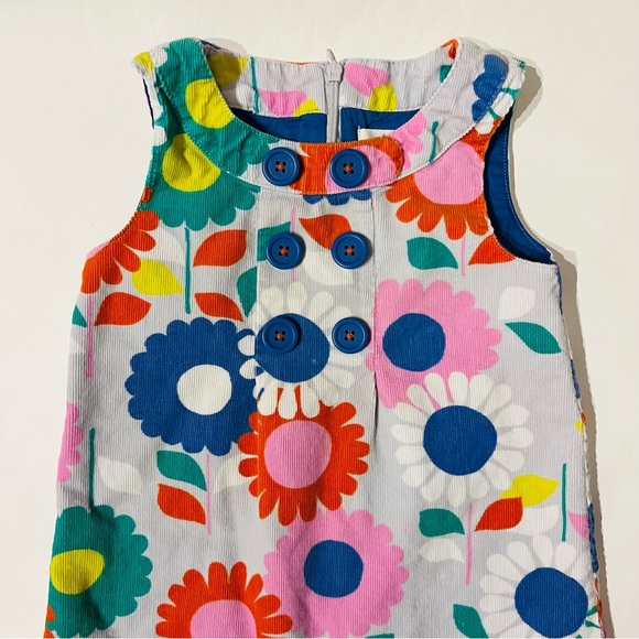 Mini Boden 3-4 corduroy pinnie dress retro floral - Picture 2 of 7